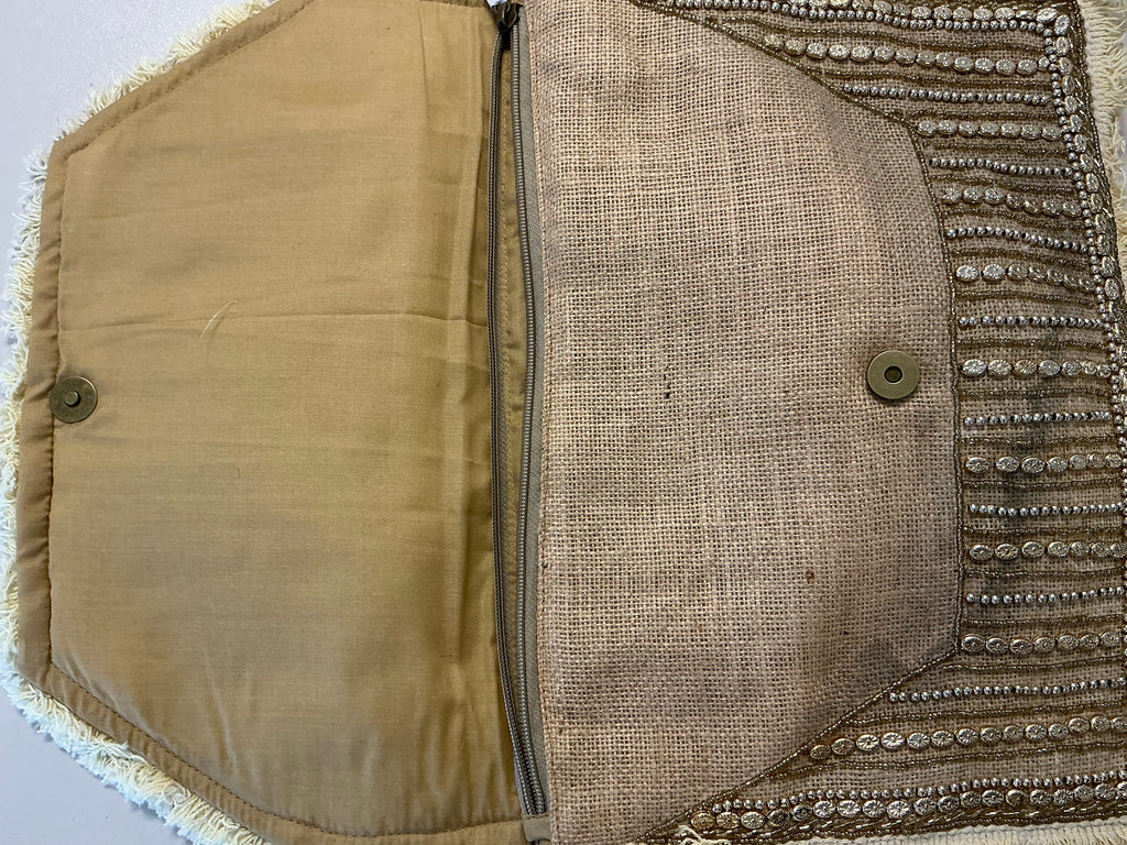 Embellished Boho Clutch Bag - brown