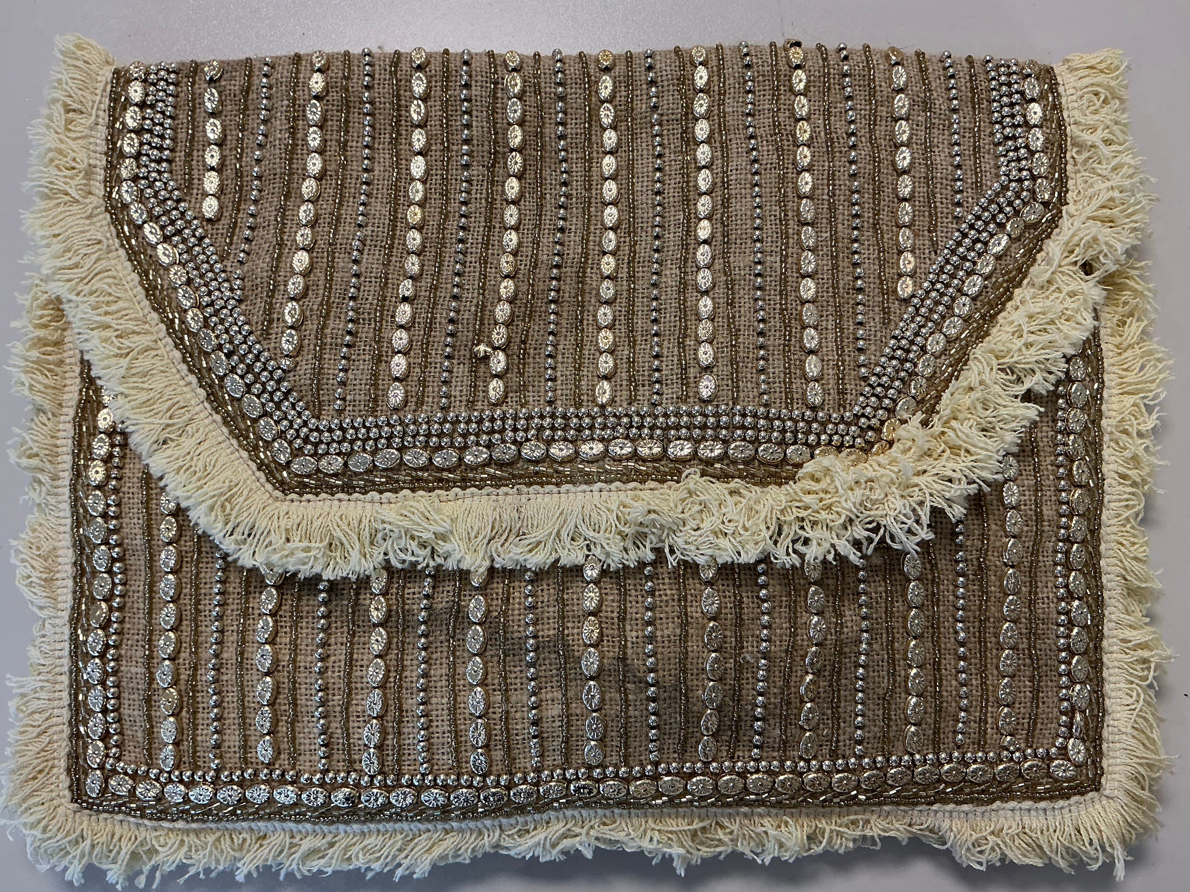 Embellished Boho Clutch Bag - brown