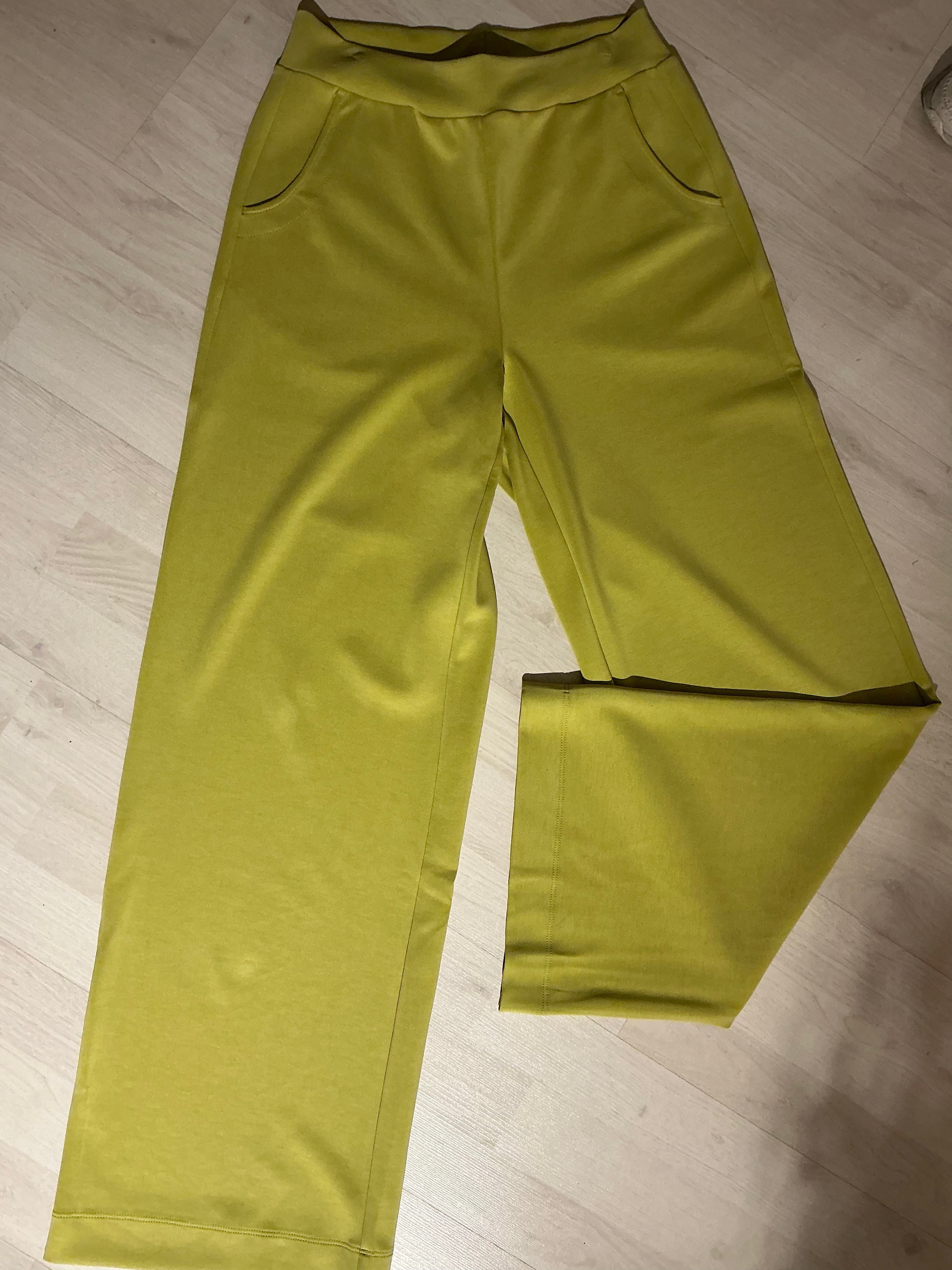 Chartreuse Jersey Pants with Side Pockets Soft and Comfortable