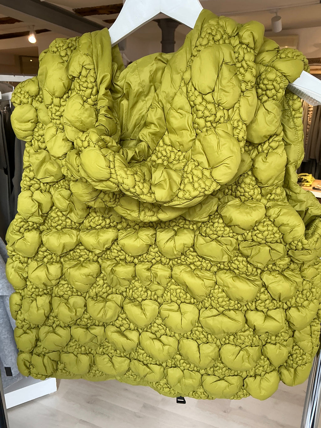 3D Bubble Effect Quilted Vest Basil Green