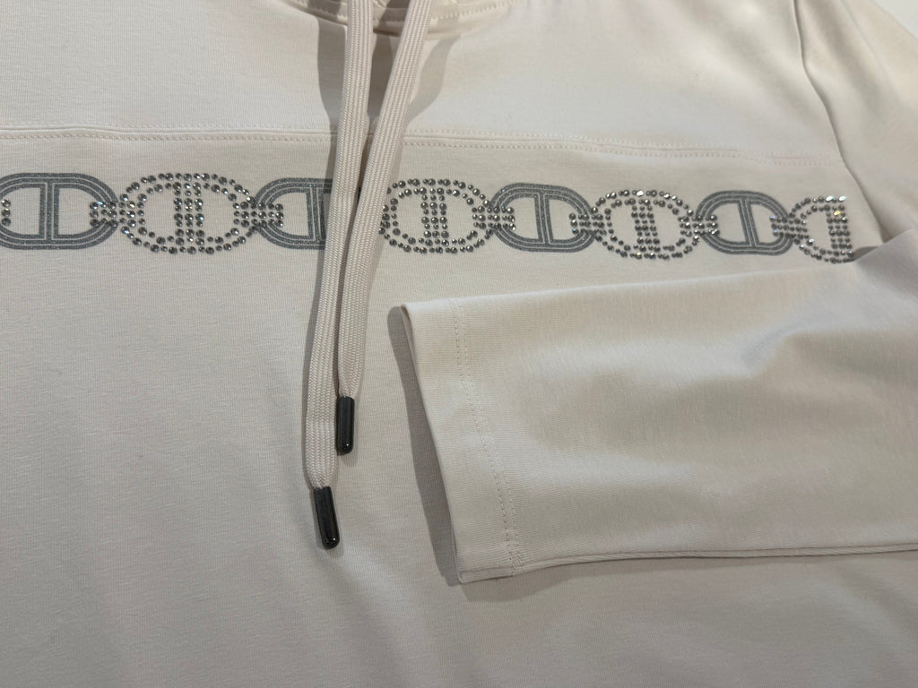 Cotton-Stretch Hoodie with Sparkling Motif