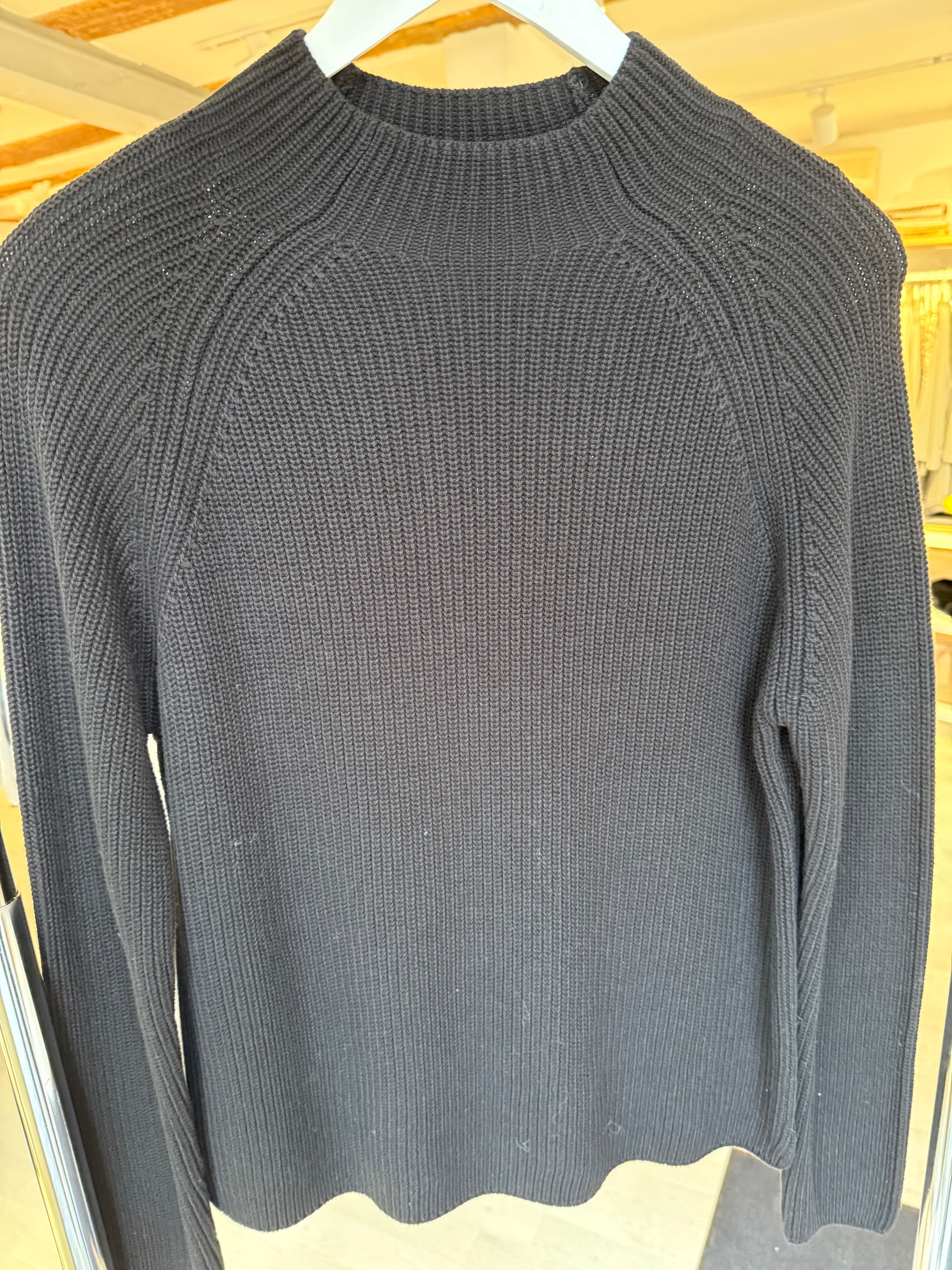 Black Knitted Cotton Sweater