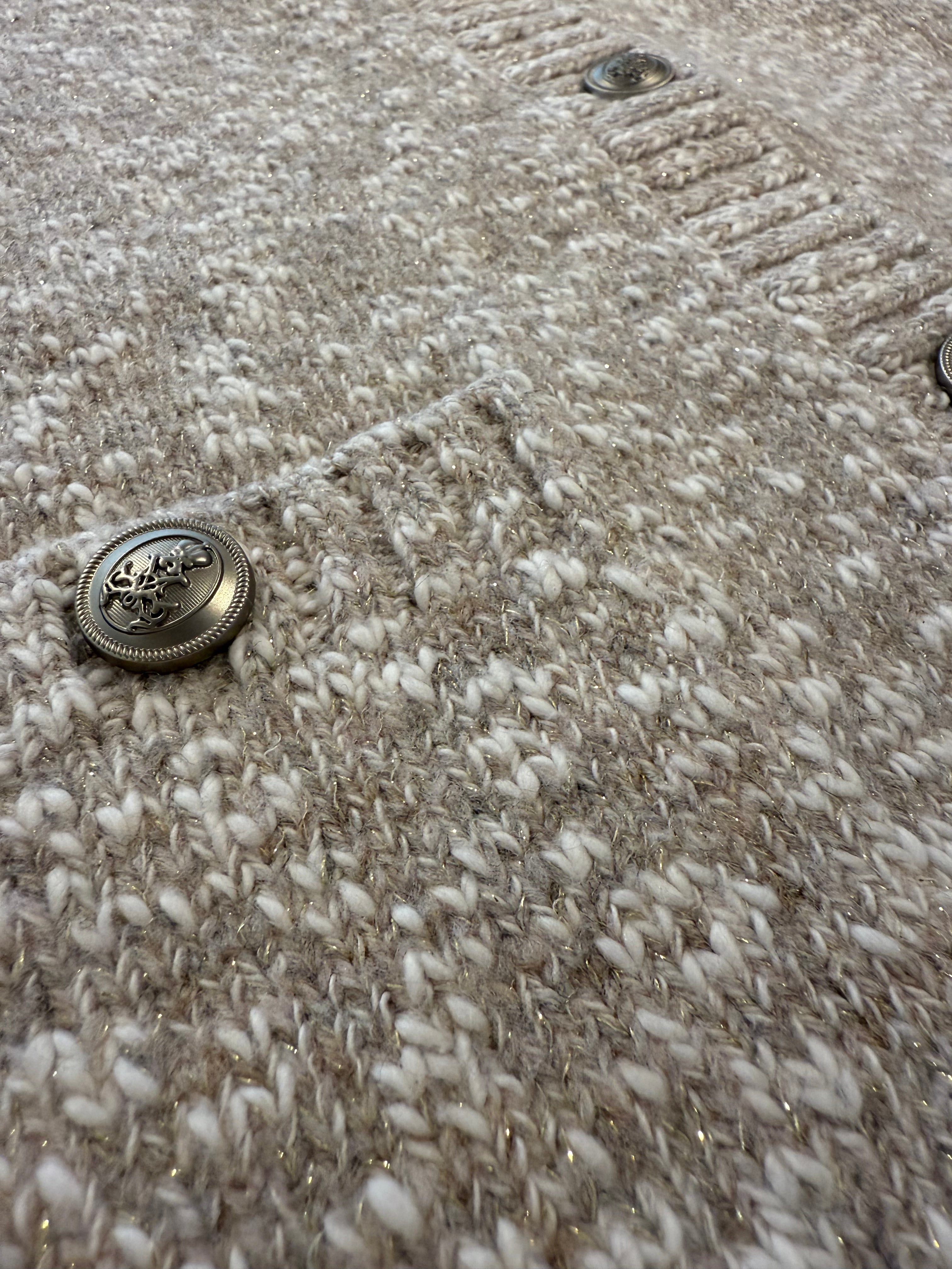 Beige Glitter Knit Cardigan