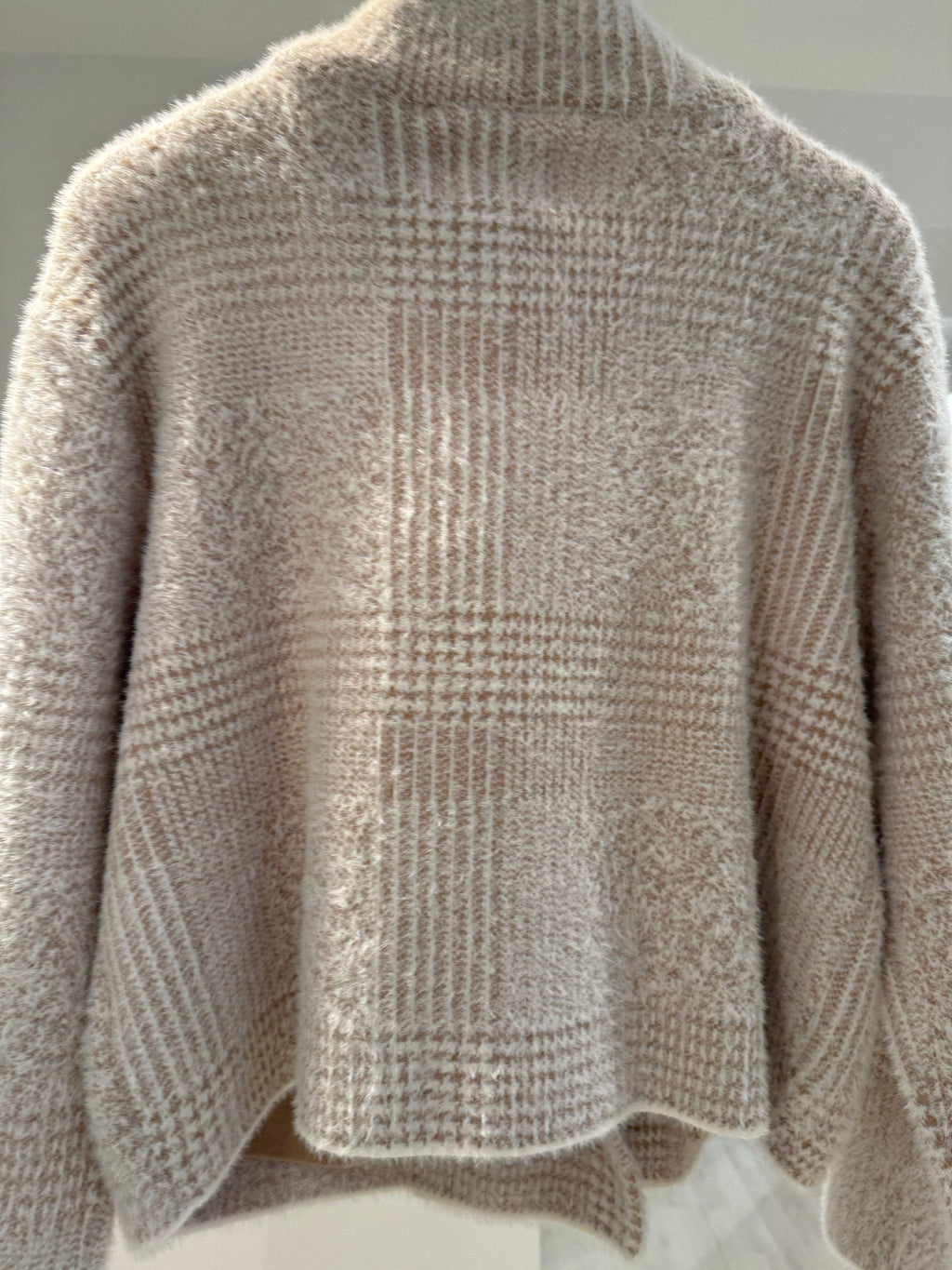 Short double breasted jacket Stone check