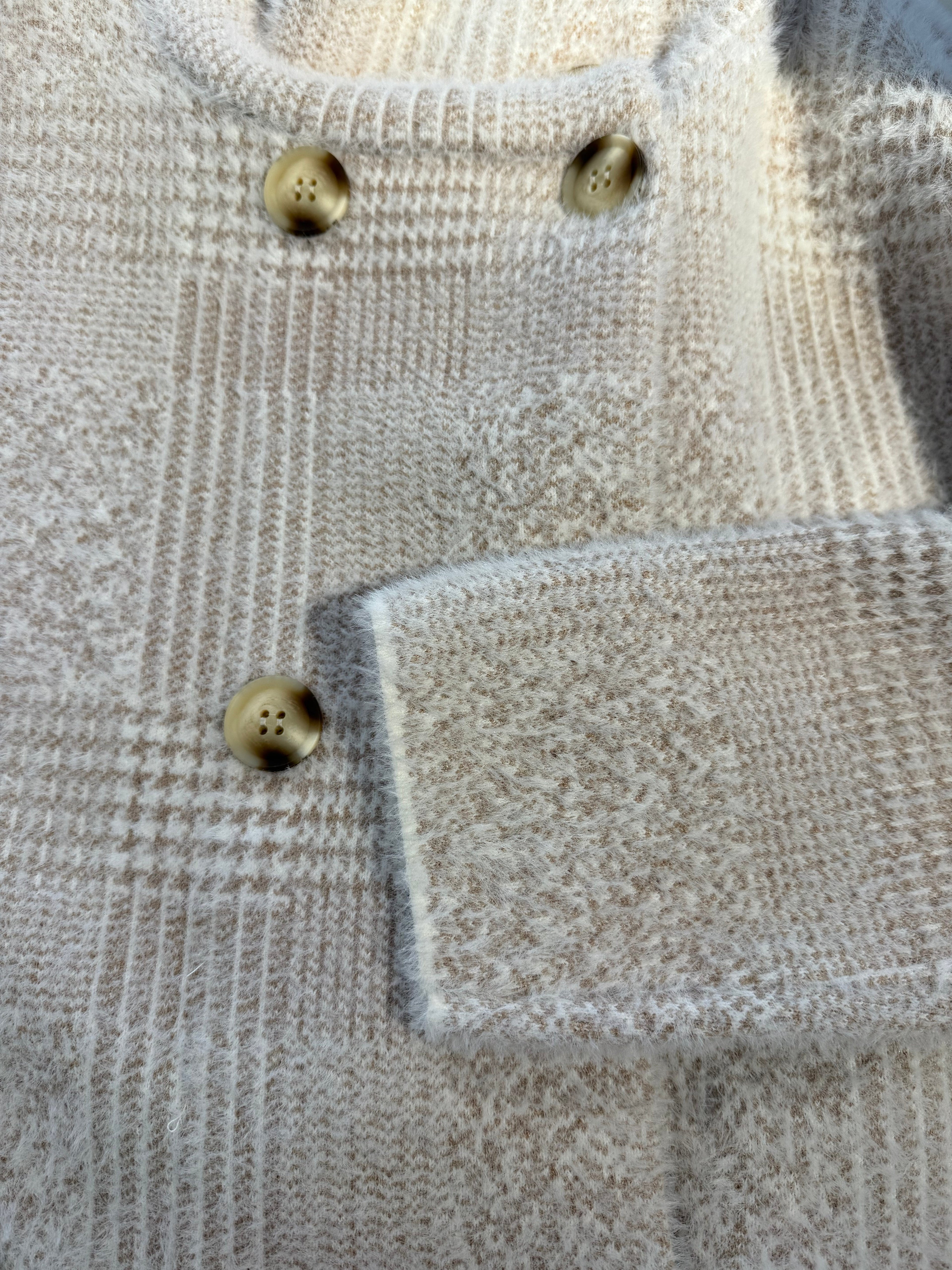 Short double breasted jacket Stone check