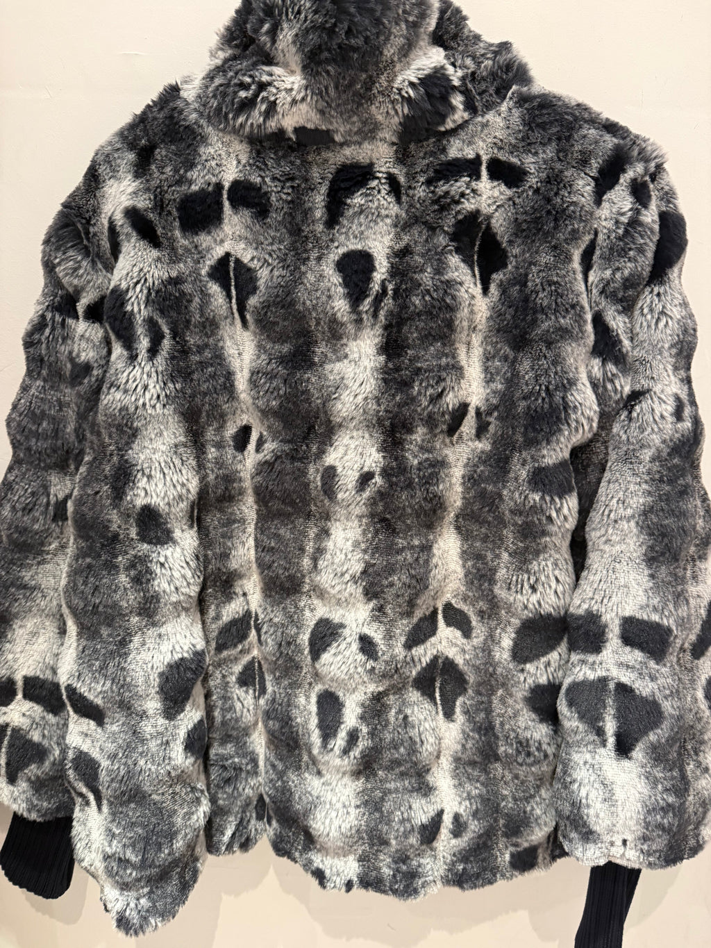 Faux Fur Jacket with High Collar