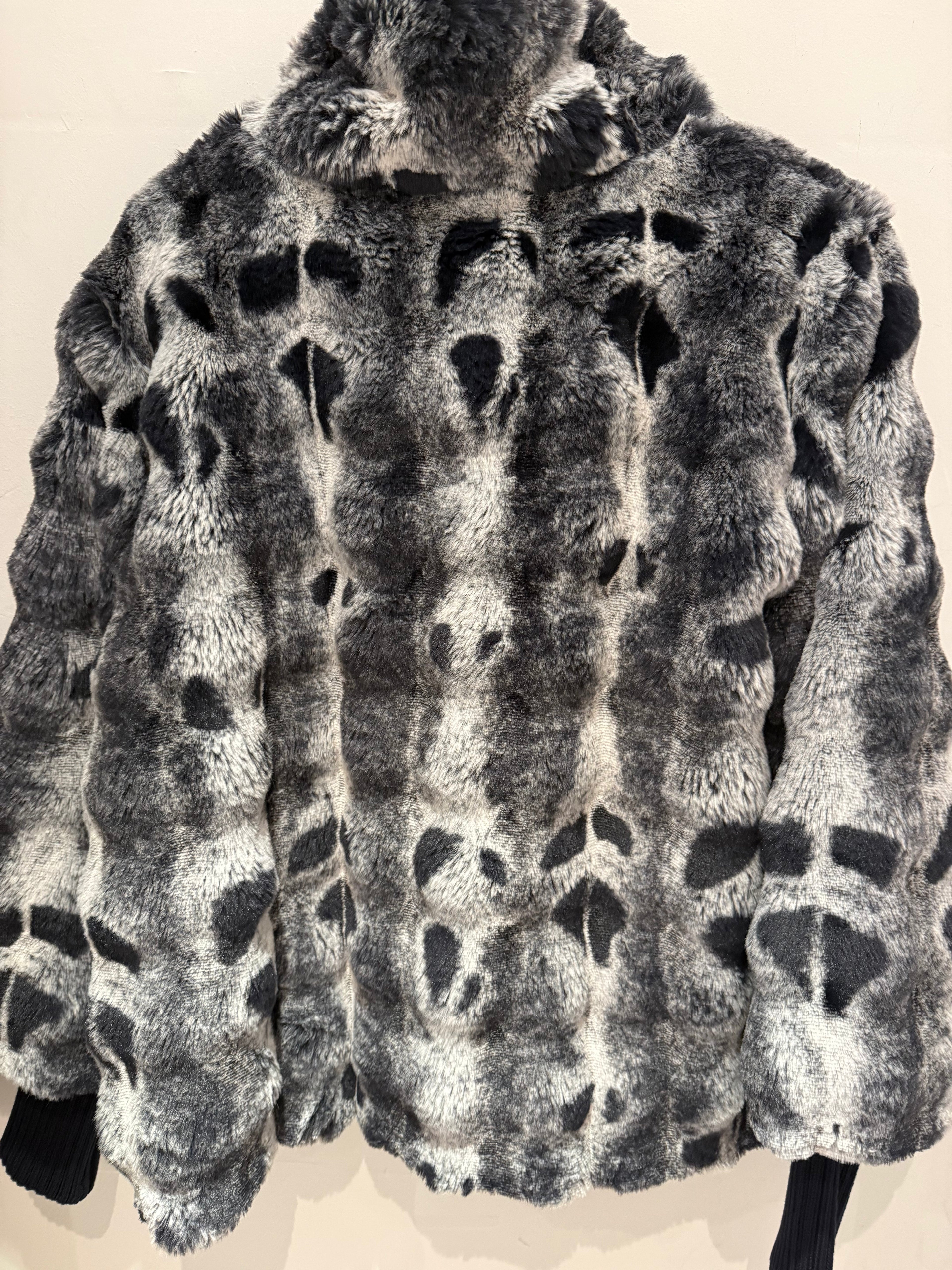 Faux Fur Jacket with High Collar