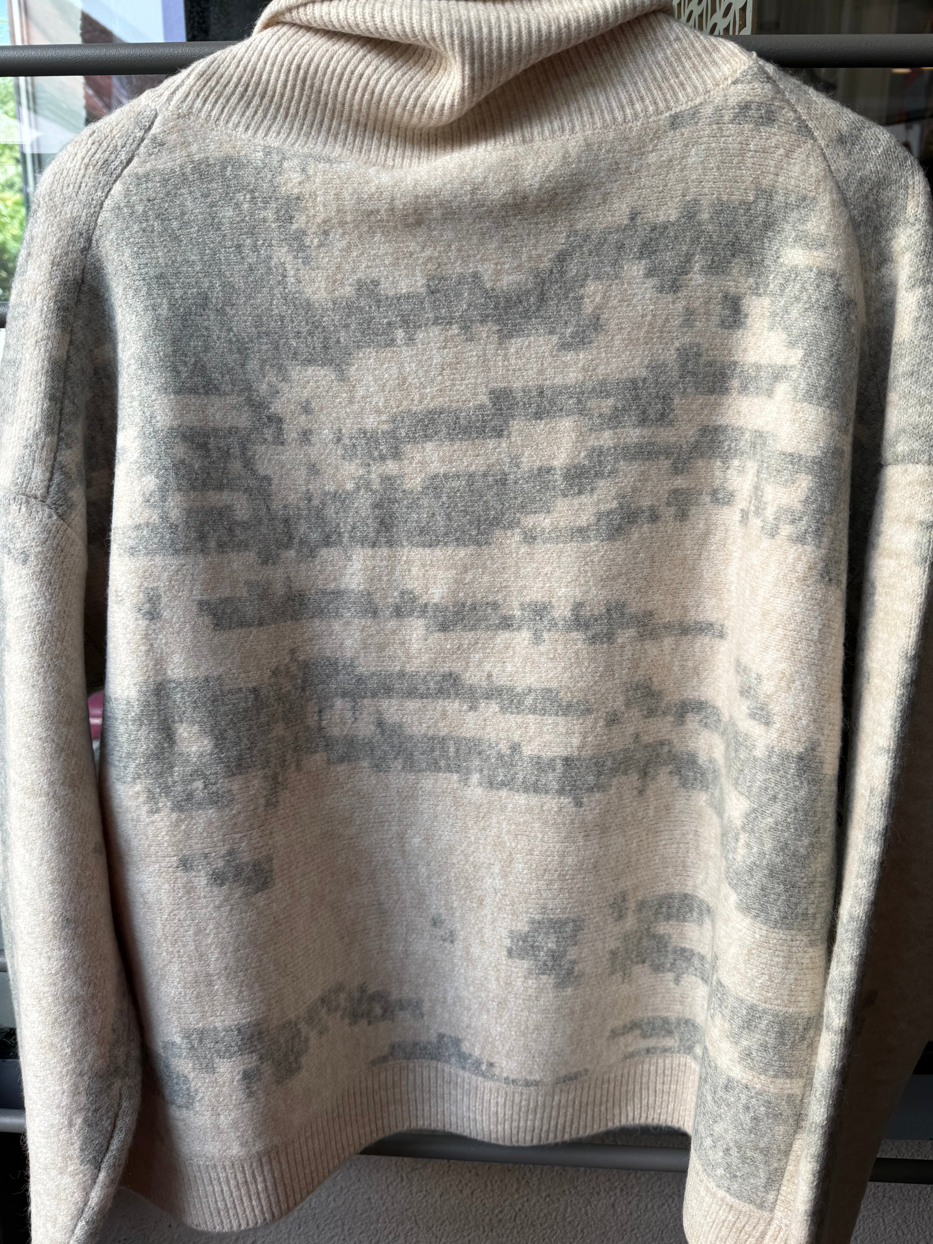 Boxy knitted sweater with turtleneck - Birch grey