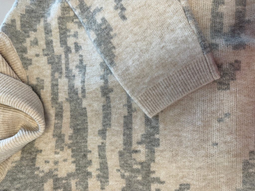 Boxy knitted sweater with turtleneck - Birch grey