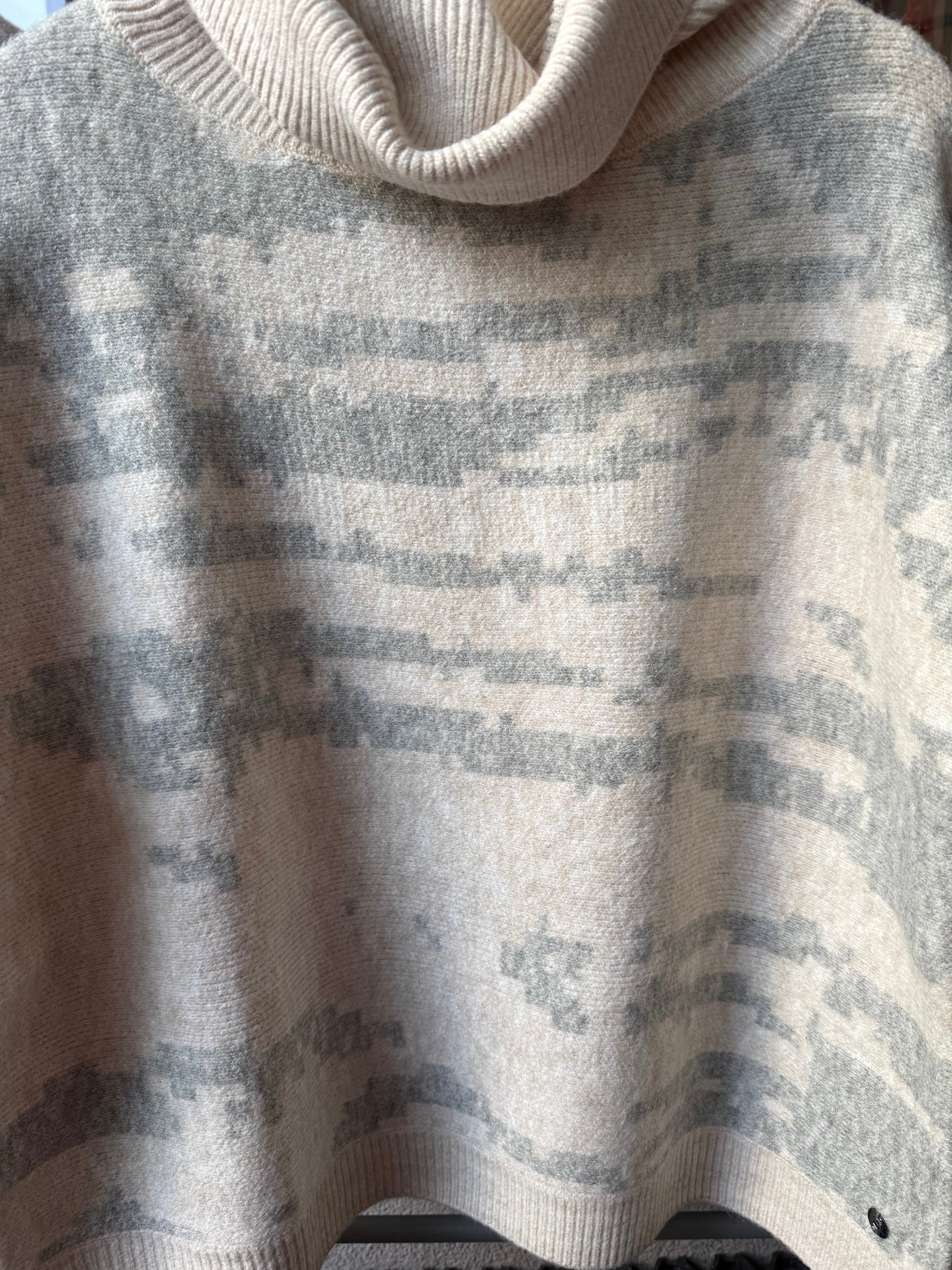 Boxy knitted sweater with turtleneck - Birch grey