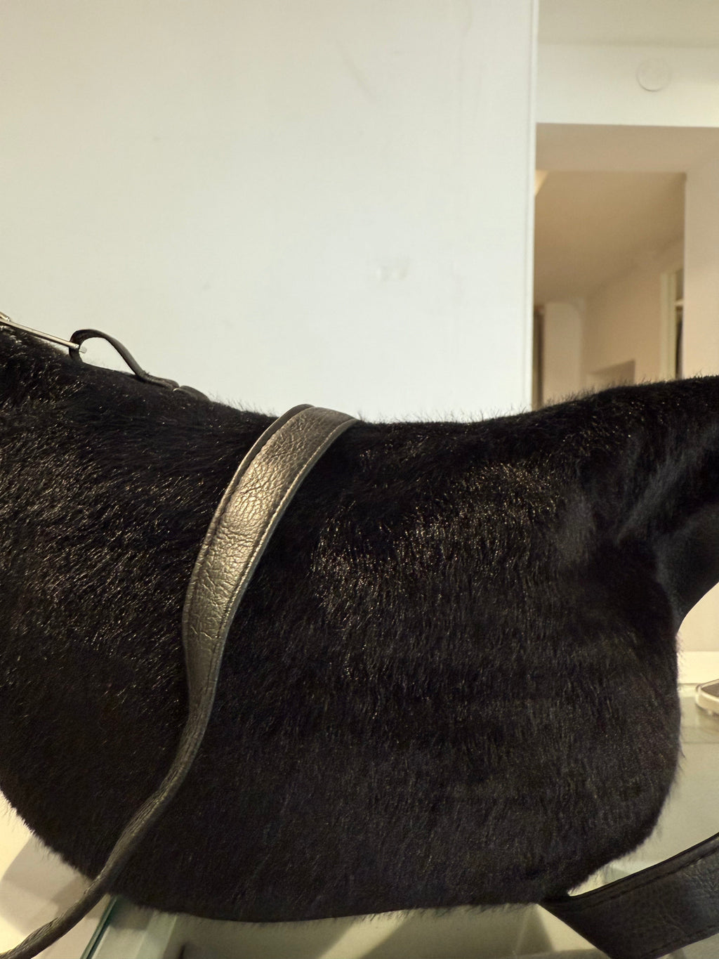 Black Faux-Fur Shoulder Bag