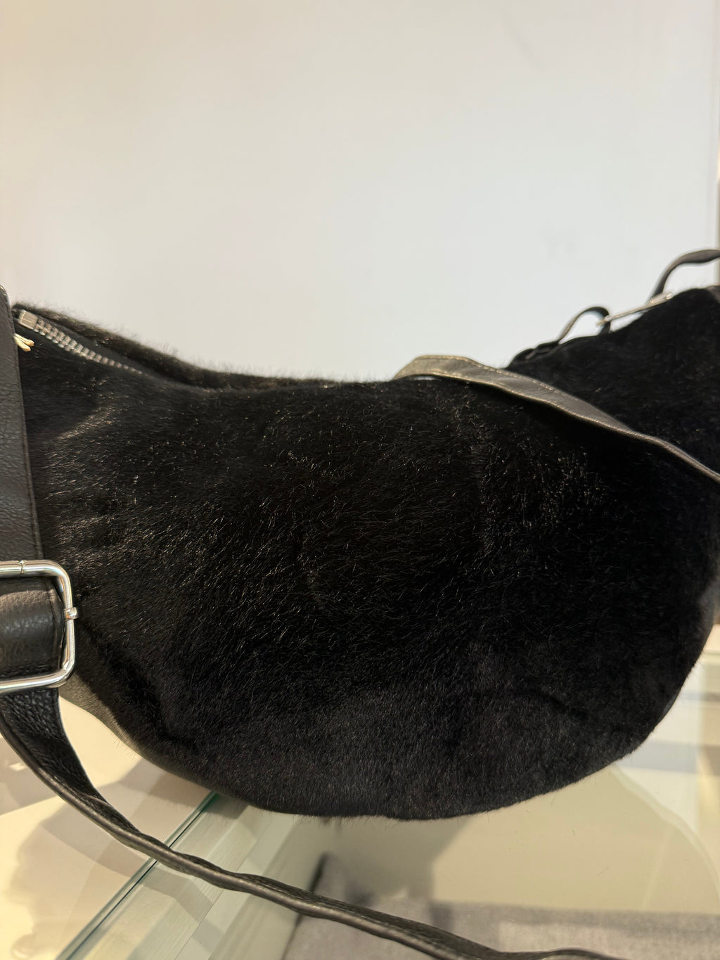 Black Faux-Fur Shoulder Bag