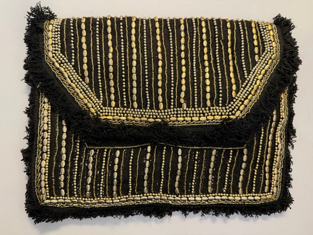 Embellished Boho Clutch Bag - brown
