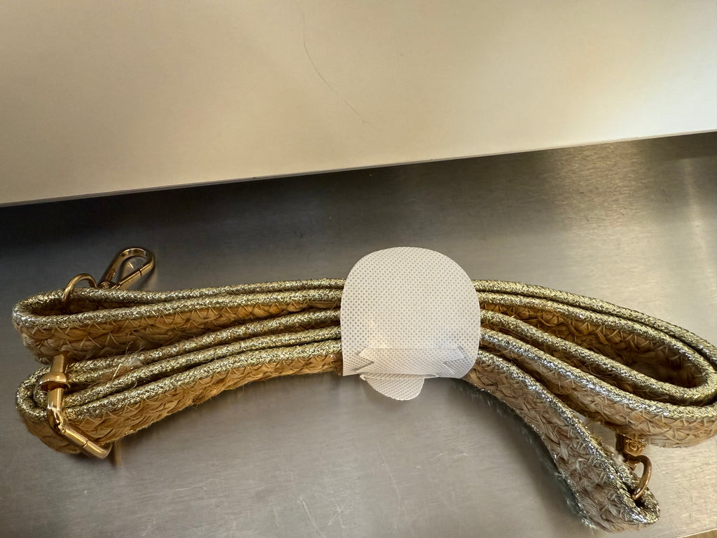 Beaded Straw Tote Bag with Bamboo Handles