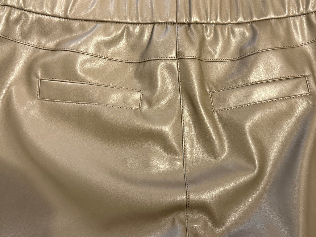 Faux Leather Pants with Decorative Back Pockets