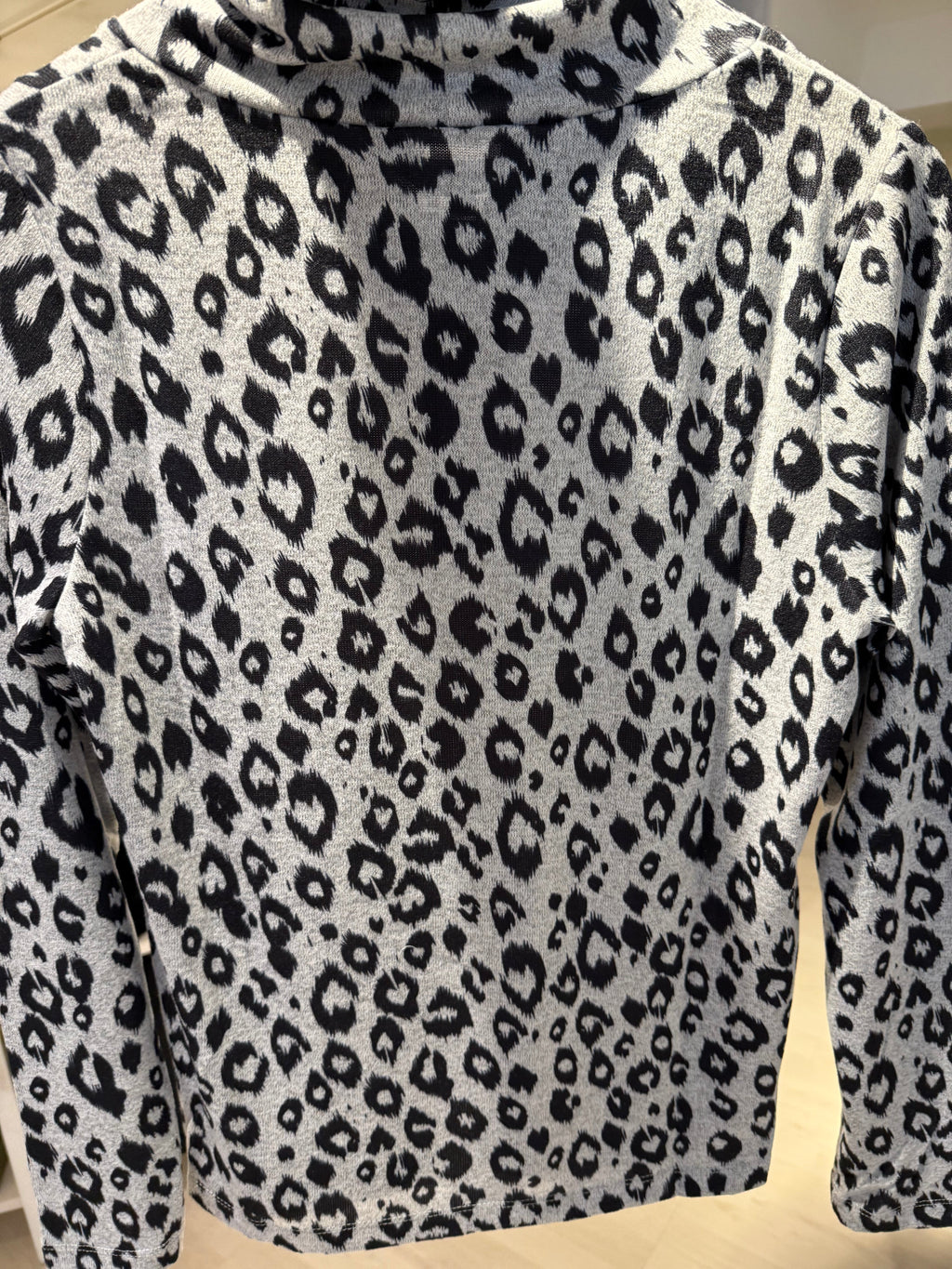 Grey Leopard Print Turtleneck Sweater