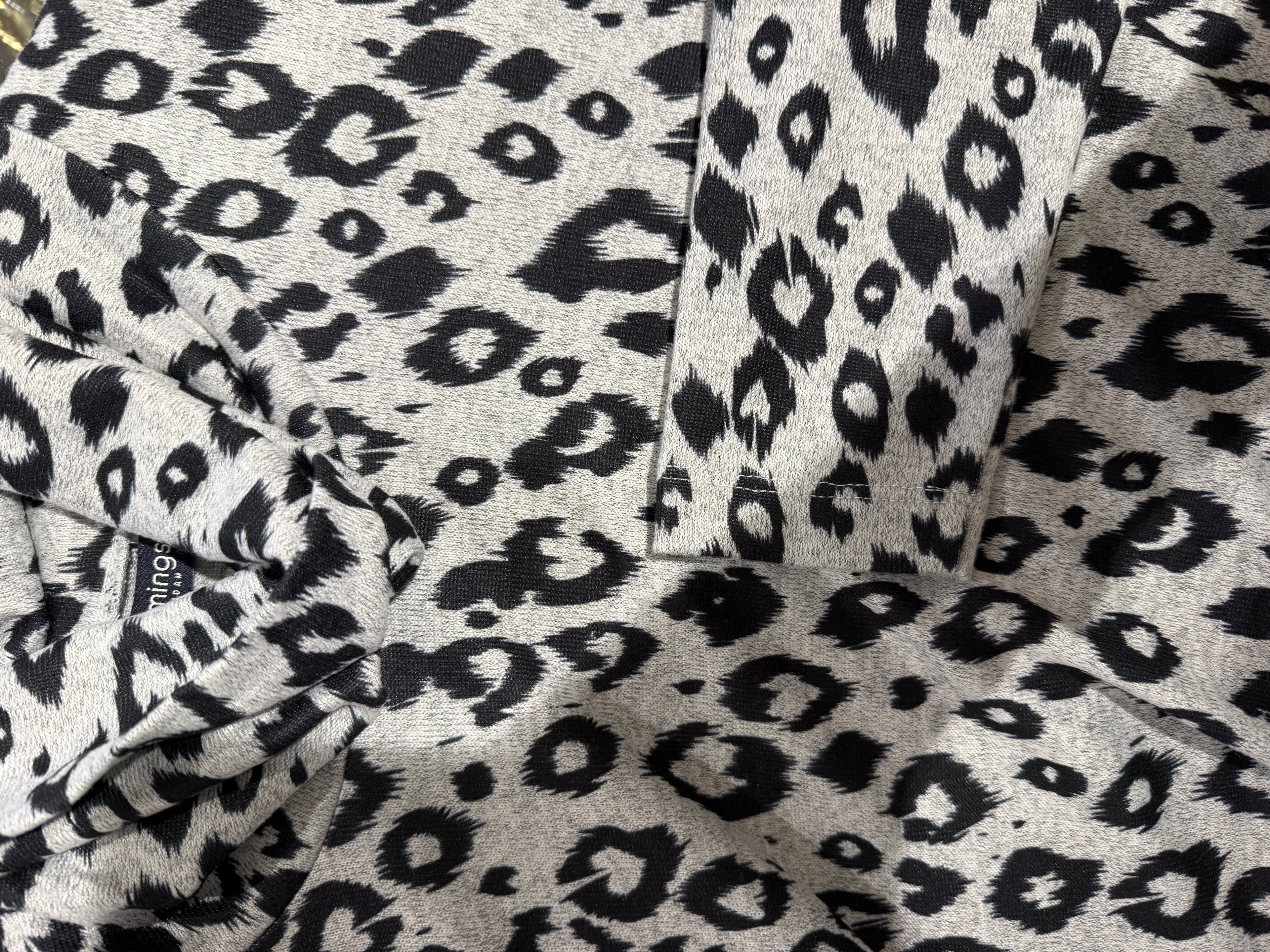 Grey Leopard Print Turtleneck Sweater